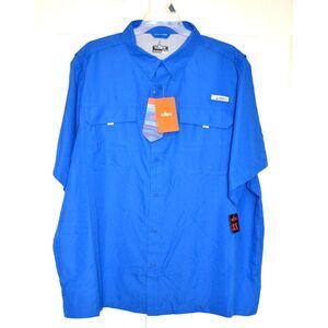 Nwt's Habit Crayfish Creek Men's S Blue‎ Fishing Shirt Short Sleeves Vented
